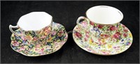 2 Vintage Chintz England Fancy Tea Cups & Saucers