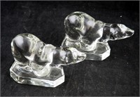Vintage Clear Glass Polar Bear 6 1/2" Bookends