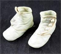 Antique Porcelainized Leather Tiny Baby Shoes