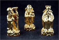 3 Gold Nativity Wise Men Sculptures Set