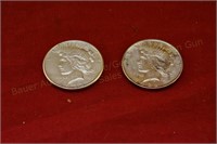 (2) Peace Dollars - 1922, 1923