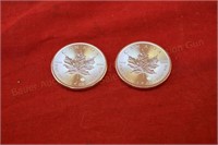 2 Troy oz. .999 Silver Canadian Maple Leaves