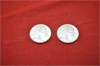 (2) .999 Buffalo/Indian Silver Rounds