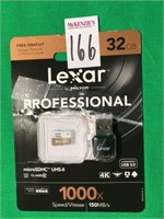 LEXAR 32 GIG PRO MICRO SDHC UHS-II WITH ADAPTER 4K