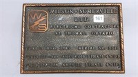 WILSON AND SOMERVILLE ELECTRICAL CONTRACTOR PLAQUE