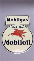 MOBIL ASK FOR MOBILOIL TIN SIGN 16''X12'' A-M 9-46