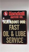 KENDALL MOTOR OIL OIL AND LUBE TIN SIGN 24''X18''
