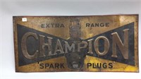 CHAMPION EXTRA RANGE SPARK PLUGS TIN SIGN 13''X29'