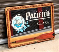 Pacifico Beer Clara Wall Mirror & Wood Sign