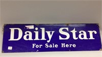 DAILY STAR FOR SALE HERE PORCELAIN SIGN 10''X28''