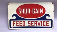 SHUR-GAIN FEED SERVICE TIN SIGN 18''X29''