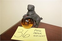 Pug Glass & Bronze Paperweight