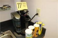 Kuerig Coffee Maker & Office Trash Cans