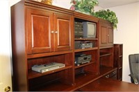Double sided desk &  3 section wall unit
