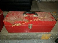 Metal 19 inch tool box and tools