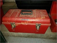 Stack-On 19 inch plastic toolbox and tools