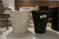 2 Wicker Plant Stands(1 Green, 1 White)
