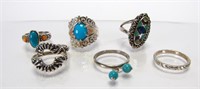 Seven Coleman Sterling Silver Rings