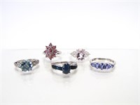Five STS Sterling Silver Rings
