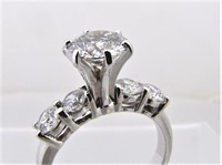 14K White Gold Diamond Ring, 2CT+