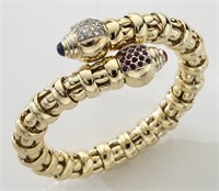 18K gold, diamond, ruby and sapphire bracelet