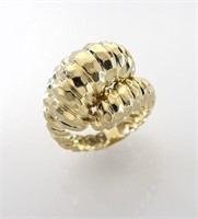 Henry Dunay 18K faceted gold ring.