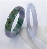 (2) Jadeite jade bangle bracelets including: