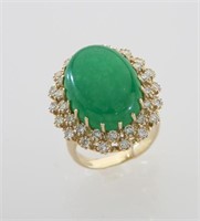 14K gold, diamond and jadeite jade ring