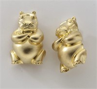 Pair Henry Dunay 18K yellow gold hippo earrings