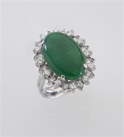 14K gold, diamond and jadeite jade (GIA) ring