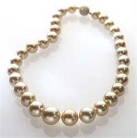 18K, diamond and golden South Sea pearl necklace