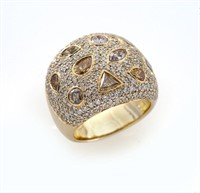 Hans Kriger 18K gold and diamond dome ring