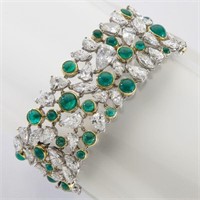 Julius Cohen platinum, 18K, emerald and diamond