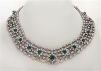 Ambrosi 18K gold, emerald and diamond necklace