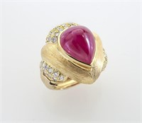 18K gold, ruby and diamond ring