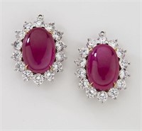 Pr. platinum, ruby and diamond pendants for