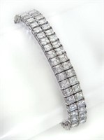 Platinum and Asscher cut diamond bracelet