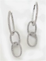 Pair Garavelli 18K gold and diamond hoop earrings