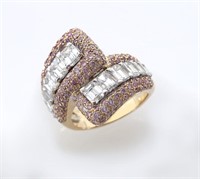 Ambrosi 18K gold, pink and white diamond ring