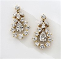 Pair 18K gold and diamond earrings