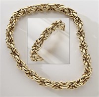 German 18K yellow gold link necklace and bracelet