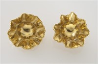 Pair Jean Mahie 22K gold earrings.