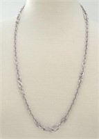 Italian 18K white gold and diamond link necklace.