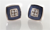De Vroomen 18K gold, enamel and diamond cufflinks.