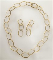 Garavelli 18K gold link necklace and earrings,