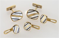 5 Pc. 18K gold, mother of pearl and onyx