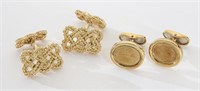2 Pairs 18K yellow gold cufflinks, including: