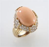 18K gold, diamond and coral ring