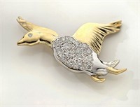 18K gold and diamond goose brooch
