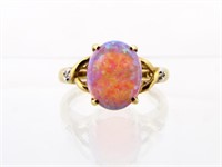 Opal and Diamond Accent Ring